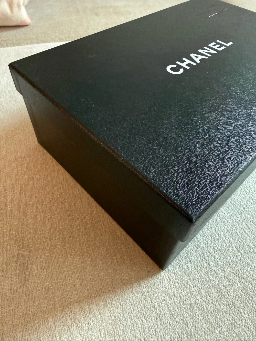 CHANEL Black Drawstring Dust Bags (Pair) and Shoe Box